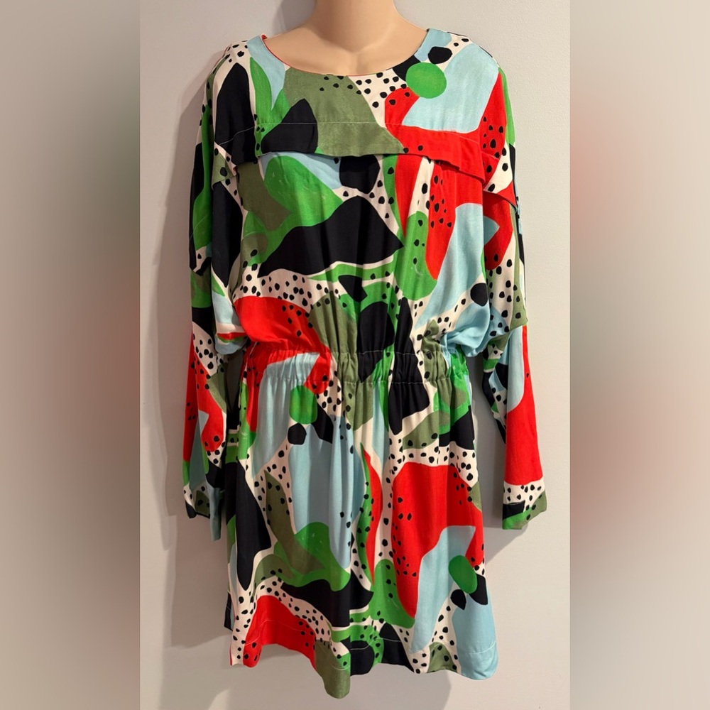 Anthropologie COREY LYNN CALTER Abstract Dolman Sleeve Dress size L Womens